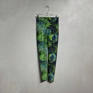 Emily Hsu Green Tropical Palm High Waist Leggings Sz L